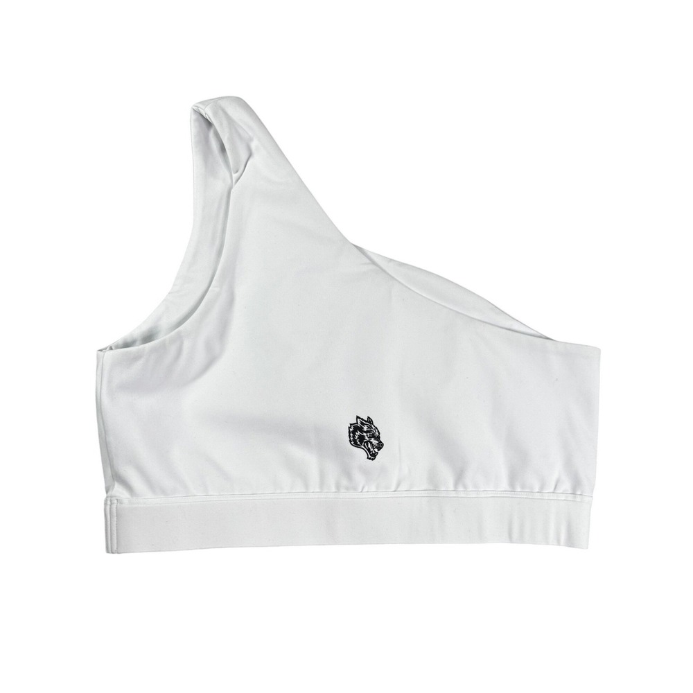 Darc Sport She Wolf One Shoulder Sports Bra White Embroidered Logo Womens Small
